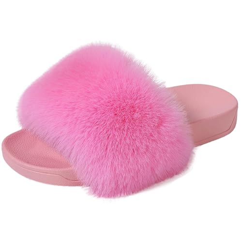 Ladies Fluffy Slippers Faux Fur Soft Slippers Stylish Open Toe Girls Sandals Outdoor Indoor Furry Comfortable