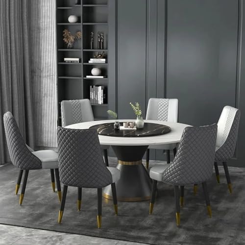 Image of Dream Furnishing - Set of 6 Dinning Chairs Elegant & Luxury Looks Strong Metal Frame Legs for Home Cafe Office Hotel (Dark Grey Light Grey Set of 6)
