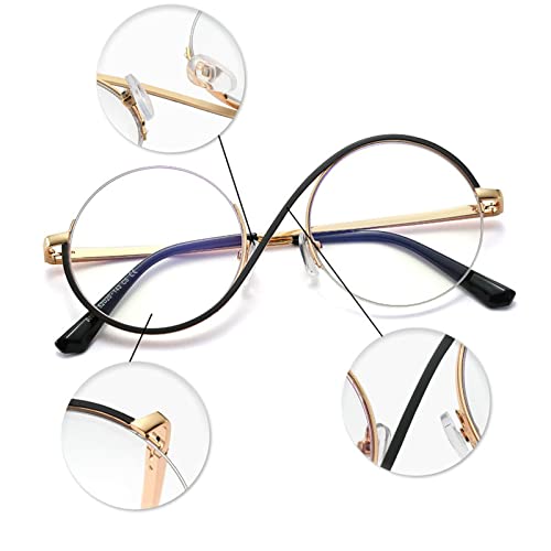 Image of willochra unique Round Blue Light Blocking Glasses for women Elphaba Glasses Metal Frame Computer Anti Eyestrain Eyeglasses