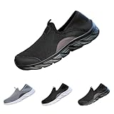 Tenis para hombre, con soporte de arco, ortopédicos, transpirables, de malla, para correr, ligeros, atléticos, de ajuste ancho, para correr, gimnasio, fitness, Black, 42.5 EU