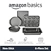 Amazon Basics 6 Piece Nonstick Carbon Steel Bakeware Set with Cake, Muffin, Cookie, and Loaf Pans, Easy Release, Oven Safe, 16.25 x 11.75 x 6.25 inches #1