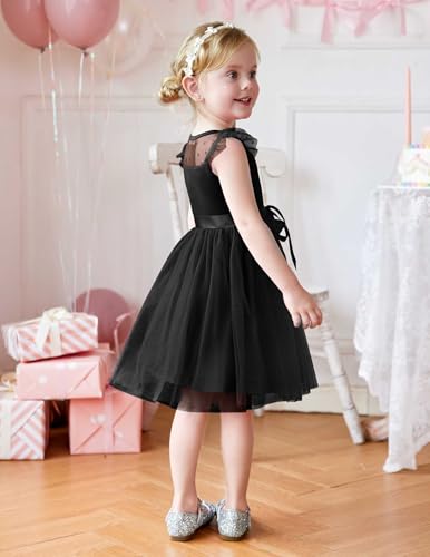 Arshiner Toddler Girls Tutu Dress Summer Contrast Mesh Party Dresses Cute Princess Tulle Sundress with Belt 2-8Y4