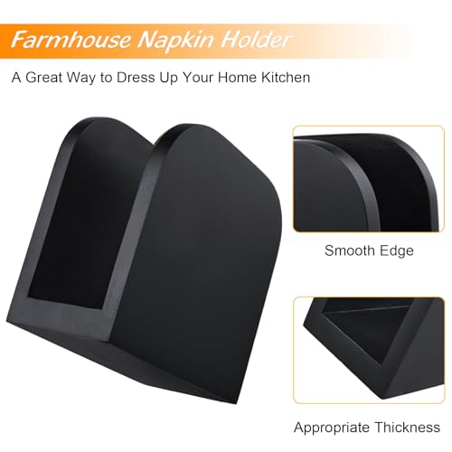 ALELION Black Napkin Holder for Table - Wood Upright Napkin Holders for Kitchen - Wooden Coutertop Napkin Dispenser for Dining Room Table Restaurant Picnic Party - Thumbnail 7