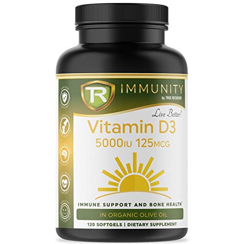 Immunity by True Recovery Vitamin D3 5000IU 125 MCG in Organic Olive Oil Immunity by True Recovery Vitamin D3 5000IU 125 MCG in Organic Olive Oil