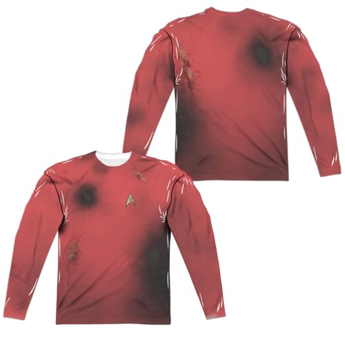 Popfunk Star Trek TOS Dead Red (Front/Back Print) 100% Polyester Adult Long Sleeve Costume T Shirt for Men & Women, X-Large