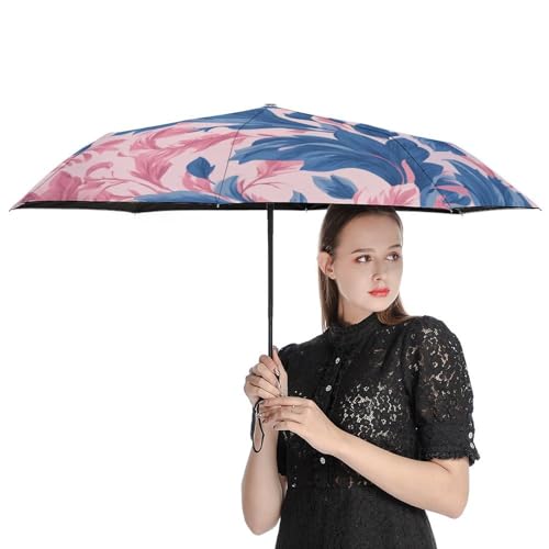 Parapluie pliant à motif toile de Jouy rose bleu imperméable et résistant - 4