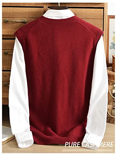 Cashmere Vest Men's Middle-Aged Cardigan V-Neck Single-Breasted Soft Warm Casual Gentleman Color Button Vest Sweater Beige Xxl #TOP4