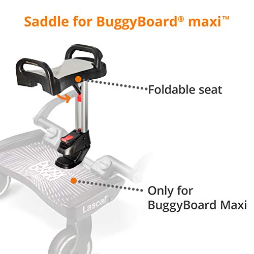 Miniatura 2 de Lascal Saddle Para Buggyboard Maxi Asiento Plegable Y Desmontable, Accesorio Para Modelos Maxi A Partir De 2011, Cómodo Sillín Infantil Para Carrito De Paseo, Gris