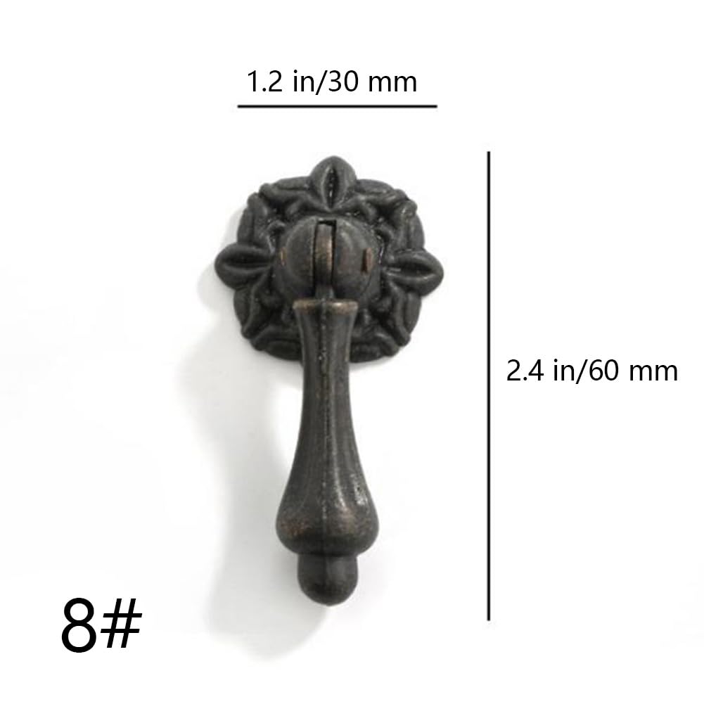 Tong Gu Drawer Pulls Handles Knobs Vintage Antique Metal Shabby Chic Cabinet Knobs Drop (8#,4Pcs)