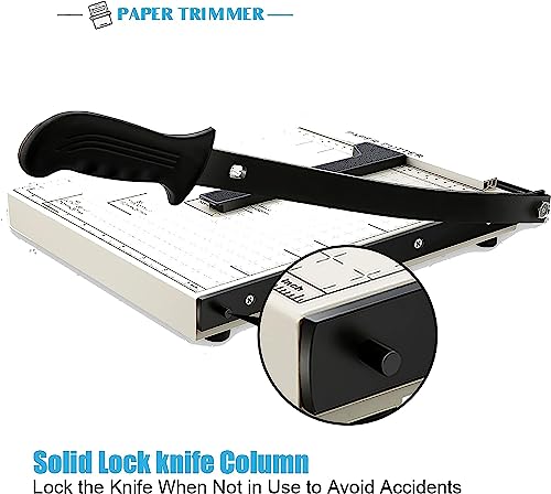 Paper Cutter for Cardstock Heavy Duty 12 inch, 12\" Cut Length Guillotine Paper Trimmer for Cardstock Metal Base, 12 Sheets Capacity, for Home Office Classroom School