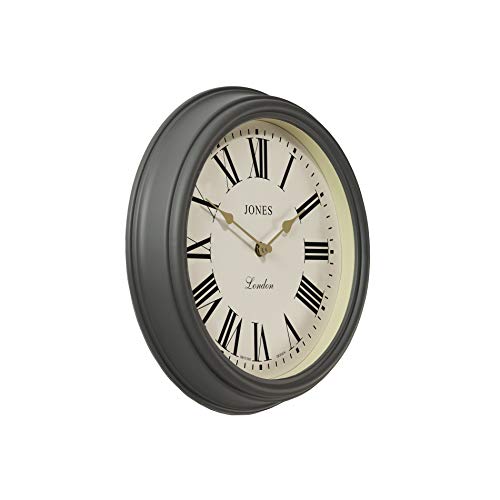 Jones Clocks® Venetian Wall Clock - Farmhouse Décor - Rustic Décor - Classic Traditional Design - Kitchen Clock - Living Room Clock - Office Clock - Farmhouse Clock (Dark Gray/Roman Numerals) #TOP1