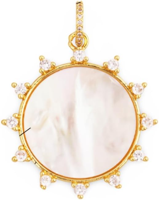 Gold Plated Pendant Charms With Natural Shell And Stone Inlay In Heart, Flower, And Round Designs