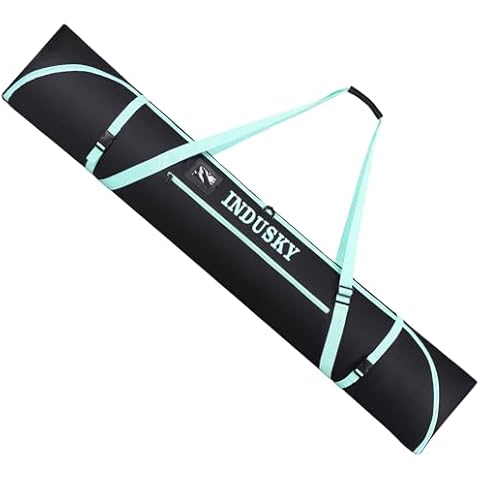 InduSKY Ski Bag, Waterproof Full Padded Ski Bag for Air Travel, 900D Polyester Ski Bag Fit Skis Up to 165cm, Portable Snow Travel Ski Bag for Women Teenagers Kids with Adjustable Padded Shoulder Strap Cover
