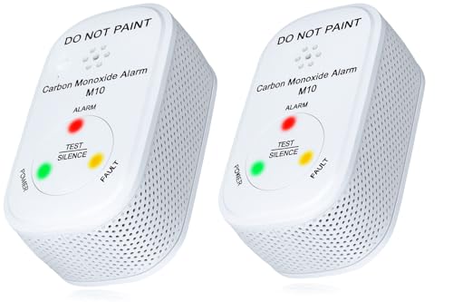 NEMAXX Lot de 2 mini détecteurs de monoxyde de carbone M10 – Détecteur compact de monoxyde de carbone avec capteur Figaro [batterie de 10 ans] – Certifié EN 50291-1 – Alarme puissante de 85 dB
