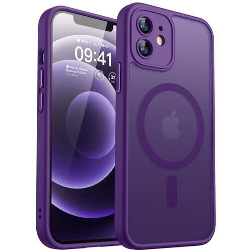 CANSHN Magnetic for iPhone 12 Mini Case, Upgraded [Full Camera Protection] [Compatible with Magsafe] [Translucent Matte] Shockproof Protective Phone Case for iPhone 12 Mini 5.4" - Deep Purple by CANSHN - Used condition - US$7.07