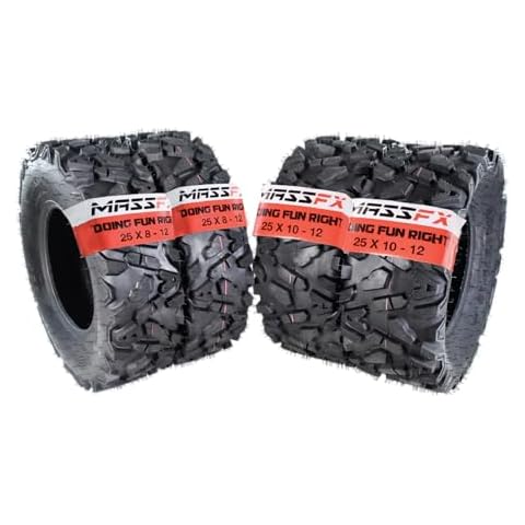 4 New 25x8-12 25x10-12 KT MASSFX ATV UTV all-terrain Tire Set 6 PLY 25" 25x8x12 25x10x12 Tubeless Tires Cover