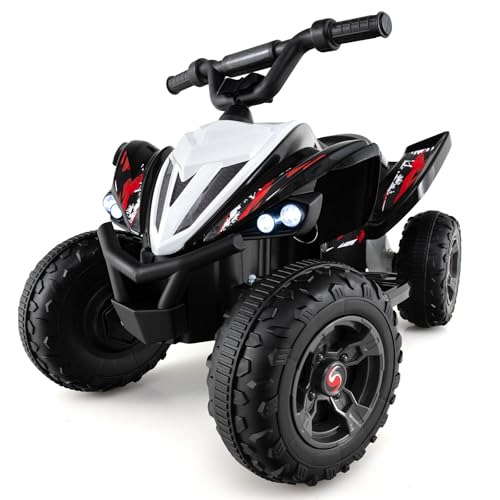 Costzon Kids ATV, 12V 4-Wheeler Quad Electric Vehicle w/ 7 mph Max Speed, 15° Climbing, LED Lights, Music, Wireless Connection, Toddler Ride On ATV...