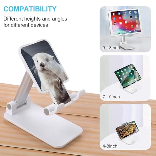 Support téléphone pliable loutre blanche réglable pour iPhone et Android - 3