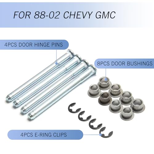 UGSHY Pack-16 Car Door Hinge Pin Set, Durable Bushing Repair Kit with E-Ring Clamp, Automobile Modification Accessories, Compatible with Chevrolet GMC (Silver) - Thumbnail 4