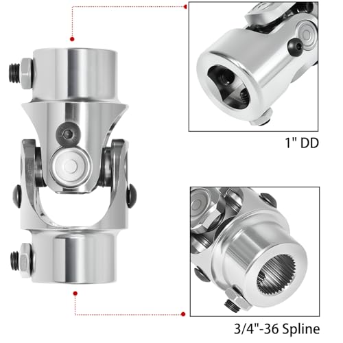 Image of 1 inch DD X 3 /4 inch-36 Spline Steering Shaft Universal U Joint Automotive Replacement Universal Joints Coupler U-Joint Coupling