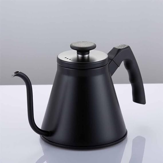 Epinox Barista Kahve Gooseneck Kettle - Çelik Kahve Demleme Dripper Kettle - İndüksiyonlu - Paslanmaz Çelik - Siyah, Slim - 1200 ml