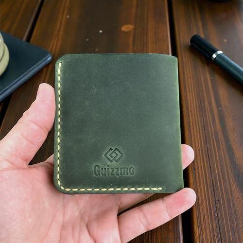 Guizzmo Helsinki Kahve Yeşil El Yapımı Deri Cüzdan, 6 Kart Gözlü, Nakit Para Bölmeli, Dikiş Detaylı - Görsel 3
