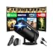 Mini Projector 4K Unterstützt 1080P Full HD Mini Beamer with WiFi 6 mit BT 5.2, Beamer Klein Eingebaute Apps mit Automatic Keystone & 270° Dreh Kompatibel mit HDMI/TV Stick/Laptop, Schwarz