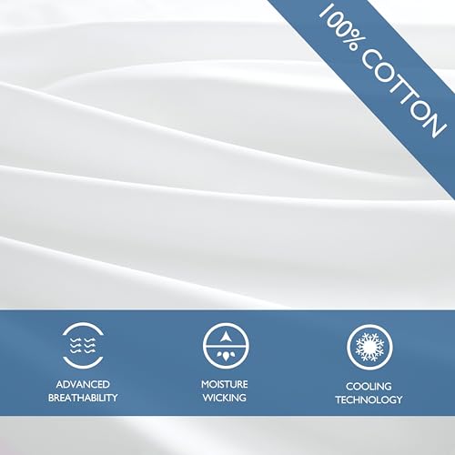 Image of Tommy Bahama | Cool Zone Collection | Sheet Set - 100% Percale Cotton, Crisp & Cool, Lightweight & Moisture-Wicking Bedding, Oeko-Tex Certified, California King, White