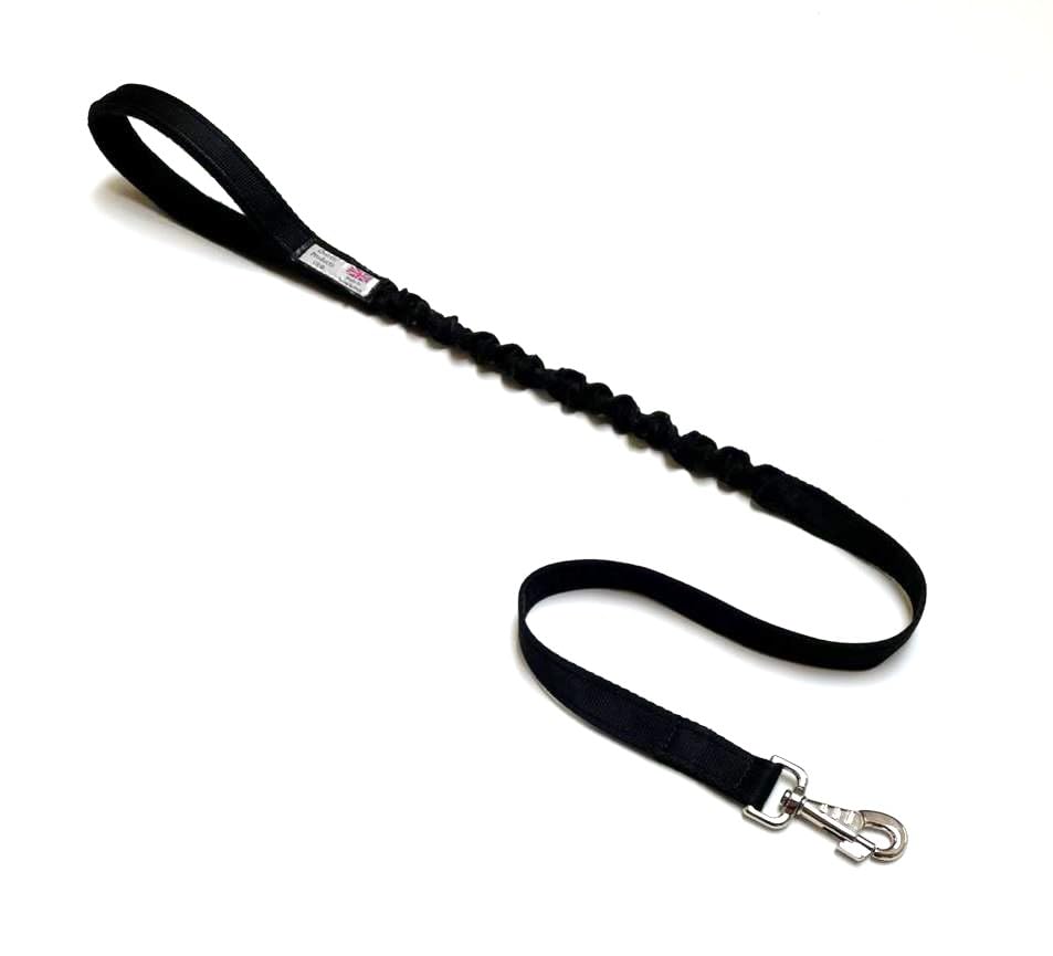 Dog Lead With Shock Absorbing Bungee Cord Training Walking Leash Soft Padded Handle (76" (1.9 Metres), Black)