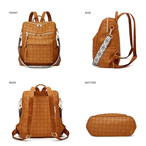 Image of Backpacks for Women Fashion PU Leather Bag Multipurpose Design Convertible Satchel Bag Travel Backpack Handbag and Purse 2Pcs