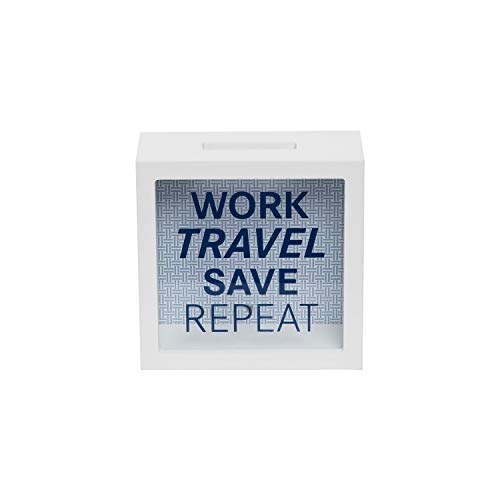 Foreside Home & Garden Work Travel Save Repeat Wooden Piggy Bank