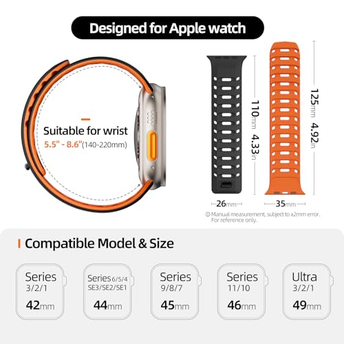 Image of X-it Magnetic Watch Band for Apple Watch Ultra 49mm, 46mm /45mm /44mm, Silicone Sport Strap with Strong Magnet for Men and Women, Compatible with Apple Watch Series 11 /10 /9 /8 /7 /6 /5 /4 /3 /2 /1 and SE