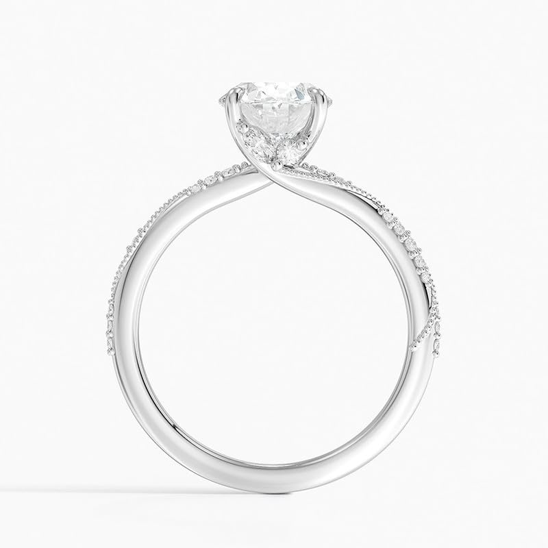 Customize Jewel 8.30 CTW Oval Excellent Cut Moissanite Hidden Halo Solitaire Accented Milgrain Engagement Ring In Silver 925 For Women,D-VVS12