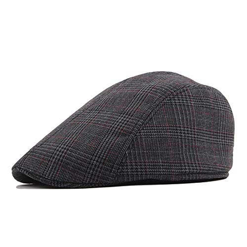XYAL0003002 Xingyue Aile Chapeaux et Casquettes, Automne Seal Cap Beret Cap, Coton Lady Sunshade Cap, Casquette à Carreaux décontractée for Hommes (Couleur : Noir, Taille : 56-58CM) Cover