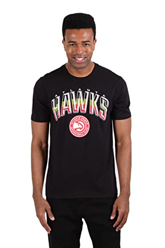 Ultra Game -NBA Atlanta Hawks Mens Arched Plexi Short Sleeve Tee Shirt, Black, Medium