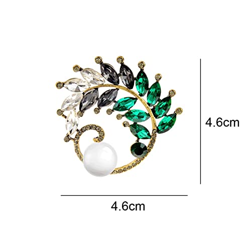 Broche feuille d'olivier strass bijoux perles pour soirée chic - 3