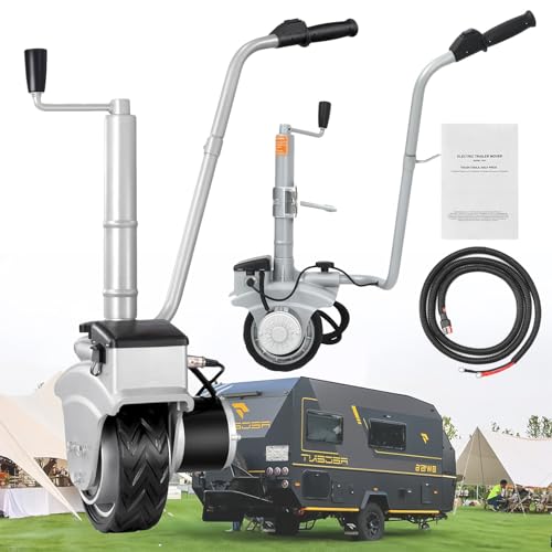 Electric Trailer Dolly,12V 350W Motorised Jockey Wheel,Ratchet Trailer Jack,Steel Motorised Jockey Wheel Trailer Mover,5000lbs Towing Capacity,23ft/min Speed,for Caravan,Boat,Trailer