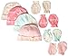 Gerber Baby Girls 8-Piece Organic Cap and Mitten Set, bunny love, 0-6 Months