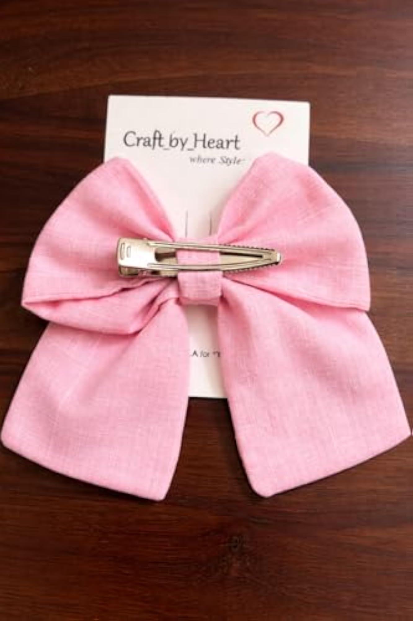 Pink Floral Hand Embroidered Hair Bow & Tic Tac Clip Set
