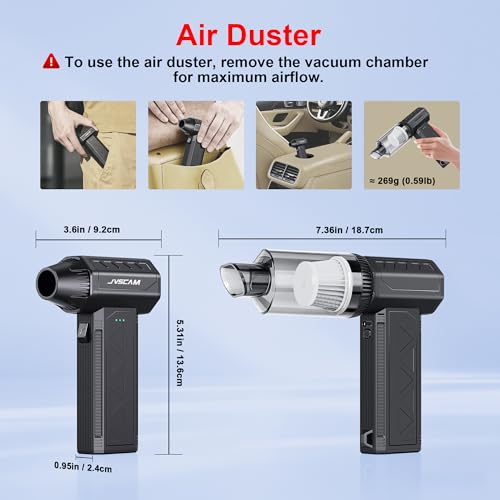 Compressed Air Duster&Vacuum Cleaner, 3-in-1 150000RPM Cordless Air Blower - image 7