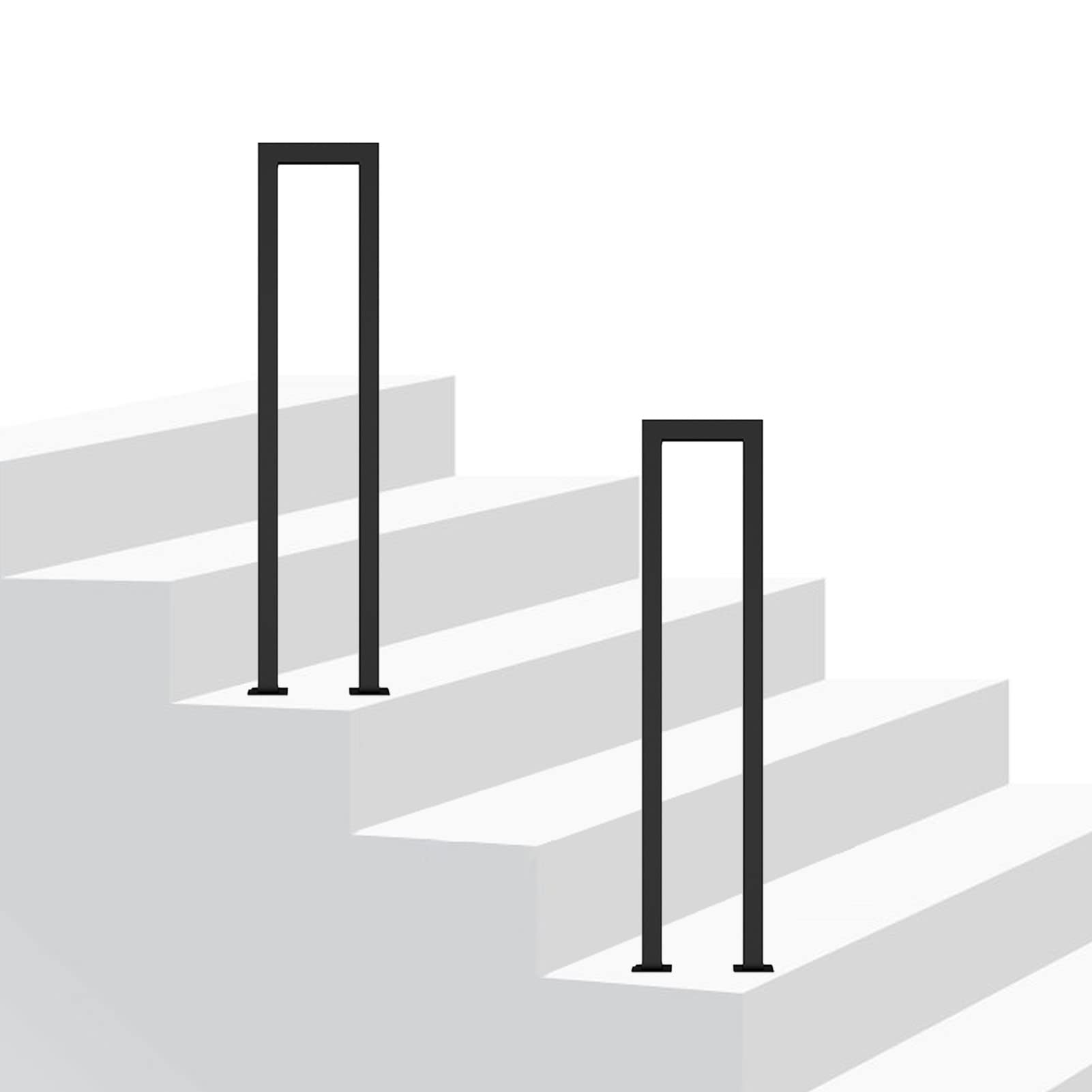 Meiiron Black Stair Handrail For Outdoor Steps Fit 1 Steps Transitional Handrail With Installation Kit Handrail For Stairs Outdoor Metal Iron Stair Railing Sturdy Metal Barckets (Color : Size : 65Cm(25.6")