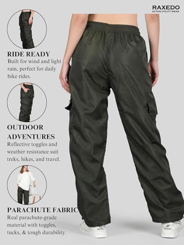 Image of Parachute Pants for Women - Water-Resistant Cargo Pants for Women | Stylish Activewear for Travel, Office, Gym, Trekking & Everyday Comfort | Korean Pants for Woman
