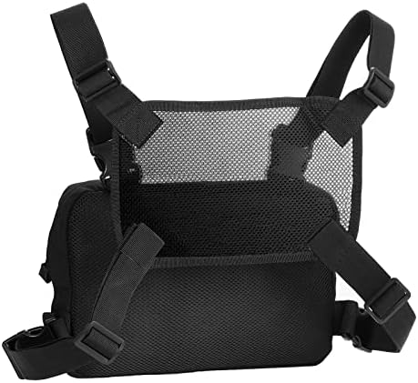 Kyrio Tactical Chest Rig Molle Radio Chest Harness Holder Holster Vest for Two Way Radio Walkie Talkies Black (Black)