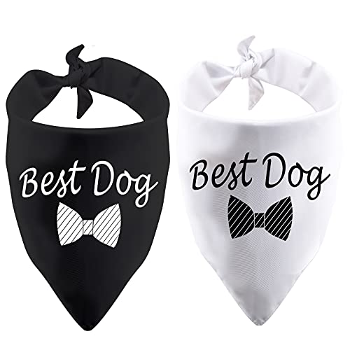 Pofull 2 Pcs Best Wedding Dog Bandana Bridal Party Dog Bandana Pet Scarf Gift For Dog Lover Dog Gifts Wedding Photo Prop (Best Dog Bandana) #TOP28