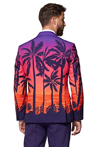 Opposuits Men's Suit - Summer Sunset Party Outfit - Slim Fit - Purple - Orange and Black - Includes Blazer, Pants and Tie2