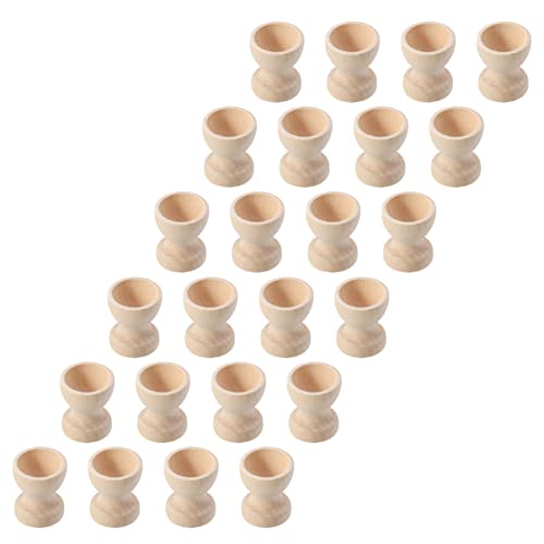 TOYANDONA 24 Pièces Oeuf en Bois Coquetier en Bois Coquetier de Pâques Oeuf Servant Tasse Tasses Oeuf de Pâques