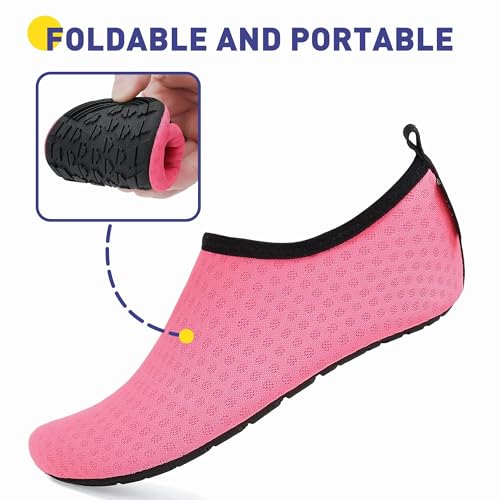 SAGUARO Dziecięce buty do wody plażowe skarpety boso sporty wodne Barefoot Chłopiec Dziewczyna Basen Surfing Pływanie Buty wodne Rozmiar 20-37 EU, Różowa siatka, 26-27 EU