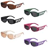 SUNOVELTIES 6 Pack Retro Irregular Rectangle Sunglasses Luxury Palm Eyewear Hawaii Costume Bulk Squa