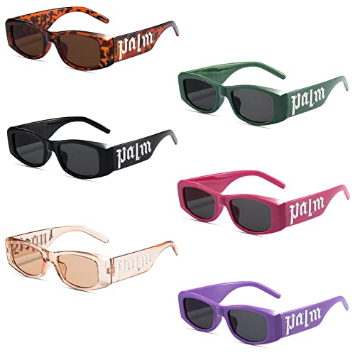 Sunovelties 6 Pack Retro Irregular Rectangle Sunglasses Luxury Palm Eyewear Hawaii Costume Bulk Square Glasses For Unisex Adult #TOP15