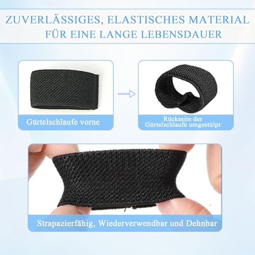 NISENTIA 20 Stück Gürtelschlaufe, Elastische Gürtelschlaufen Ersatz Belt Keeper Loop Gürtelhalter aus Nylon Riemenhalter Schwarz zum Befestigen von Gürteln Rucksäcken Tragetüchern